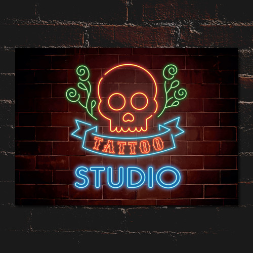 Tattoo studio neon effect sign - tattoo,