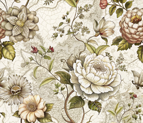 Cream retro peony adhesive - cream,