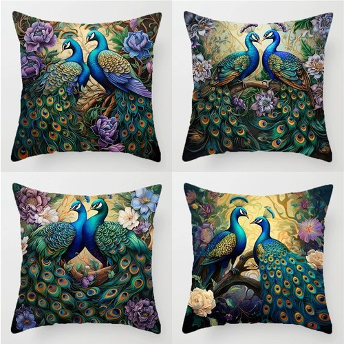 Set blue peacock pillow - 4,