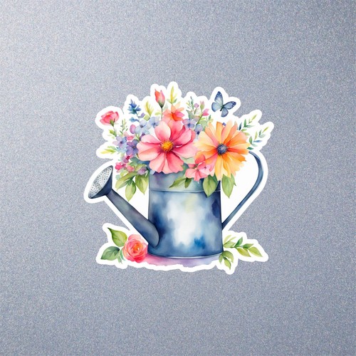 Flowering watering can - can, sticker