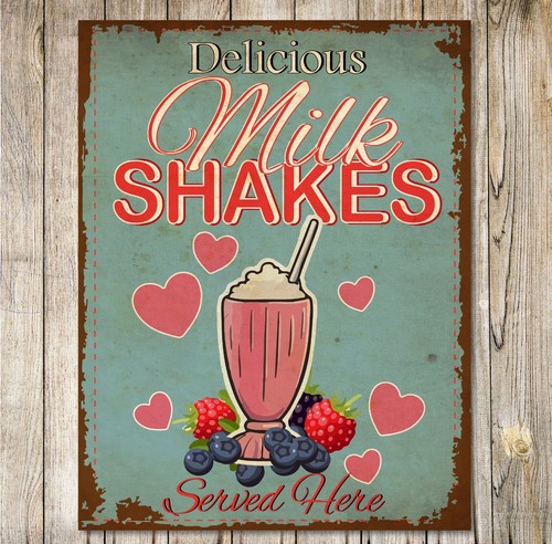 Retro milkshake sign - milkshake, vintage