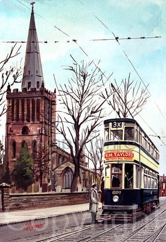Birmingham aston church - church, tram