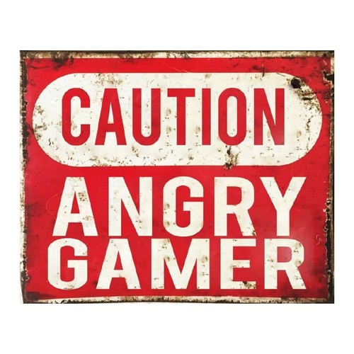 Caution angry gamer metal wall - caution,