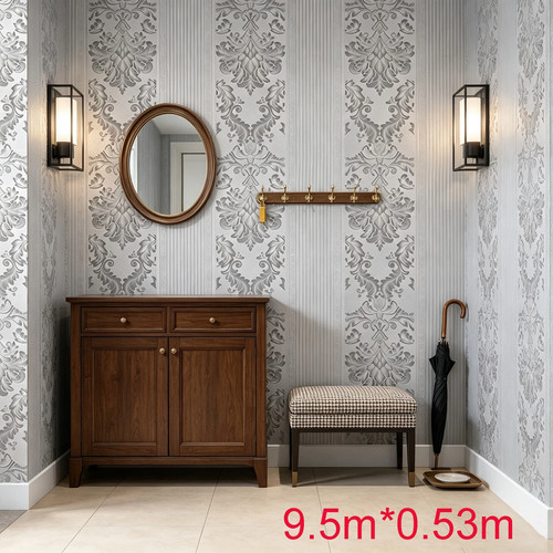 Silver gray damask wallpaper - silver,