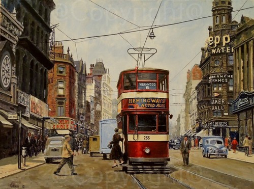 Leeds briggate tram scene - briggate, st