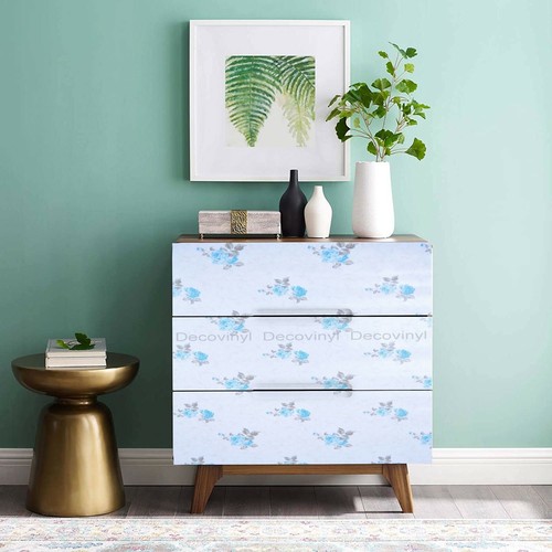 10m blue floral fablon - 10m, sticky