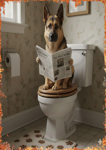 German shepherd dog toilet - dog,