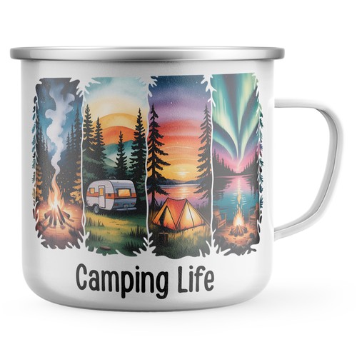Camping life enamel mug - camping,
