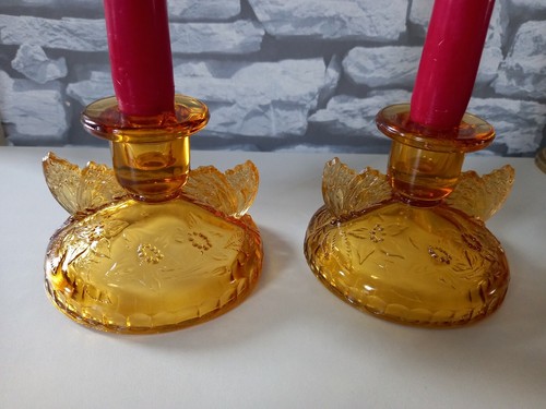 Vintage set 2 amber glass - vintage,