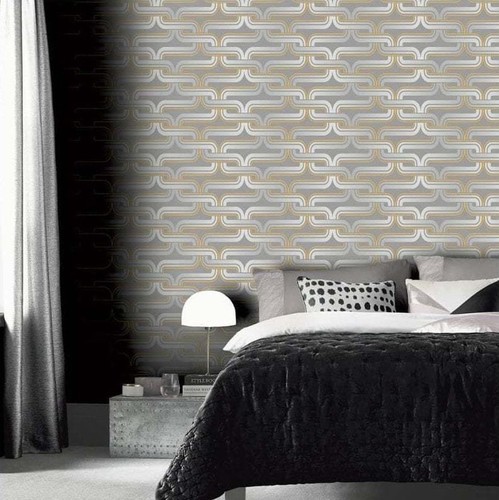 Retro grey yellow - grey, wallpaper
