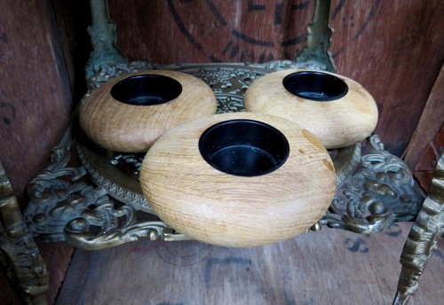 Wood tealight holders - 3,